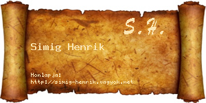 Simig Henrik névjegykártya